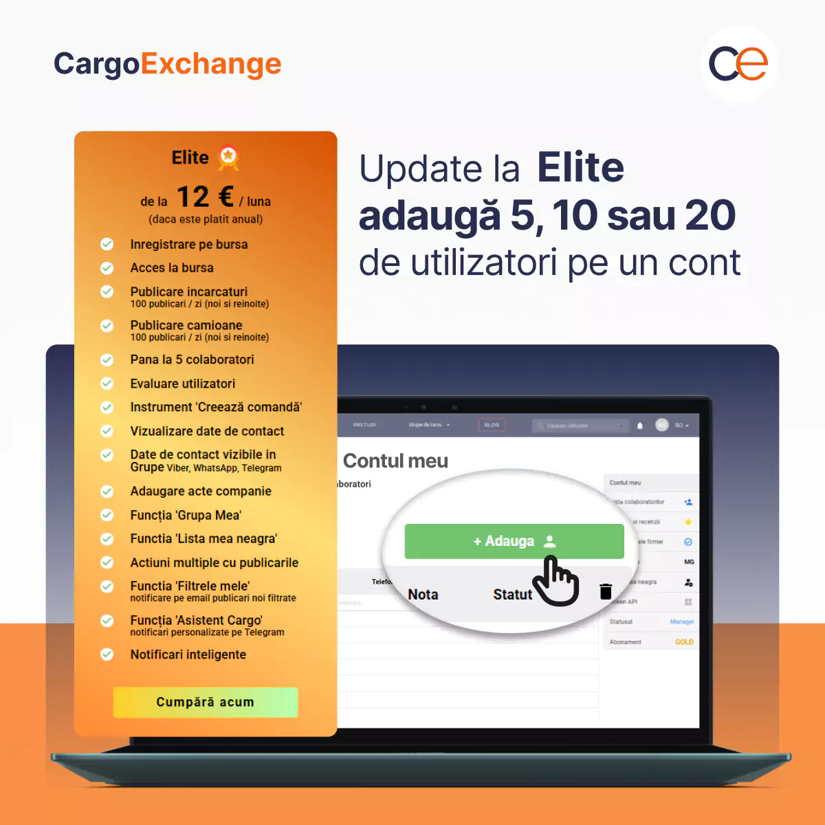 Update Elite CargoExchange bursa transport Moldova
