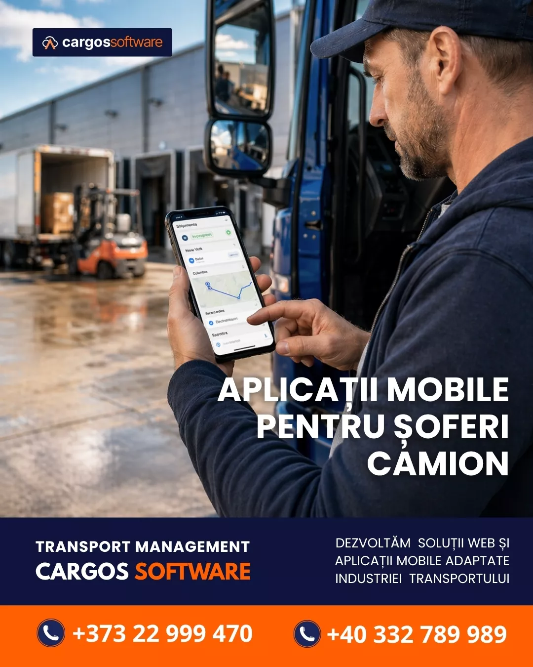 dezvoltare aplicatii mobile pentru soferi camion cargos software